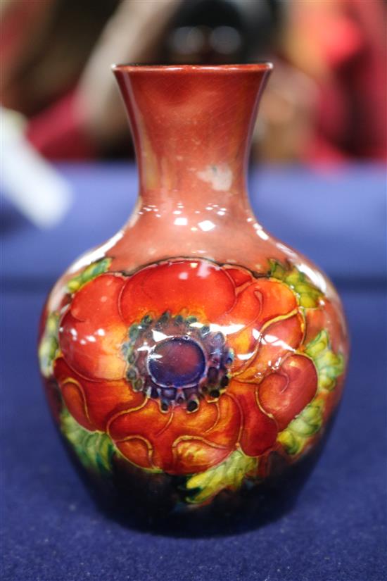A small Moorcroft anenome flambe vase